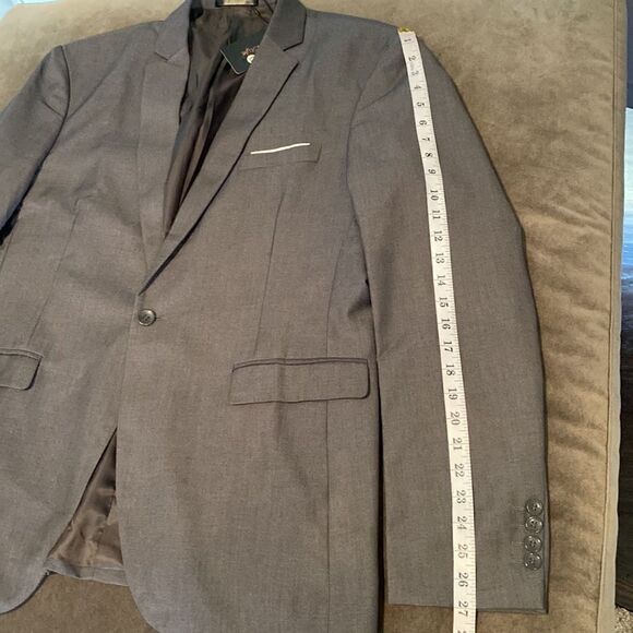 Men’s Gray Suit Jacket Blazer One Button Notched Lapel Business Size XL NWT - Picture 8 of 11